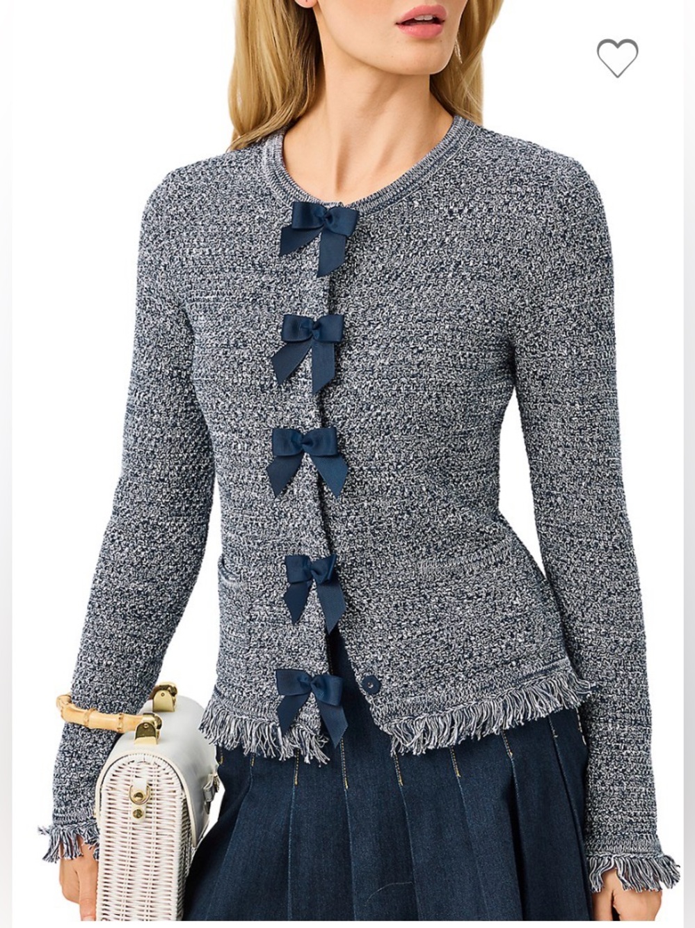 Lilly Pulitzer Navy Bow-Front Knit Sweater Cardigan.